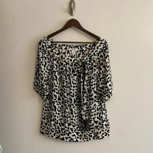 WHBM 100% Silk Leopard Print Blouse